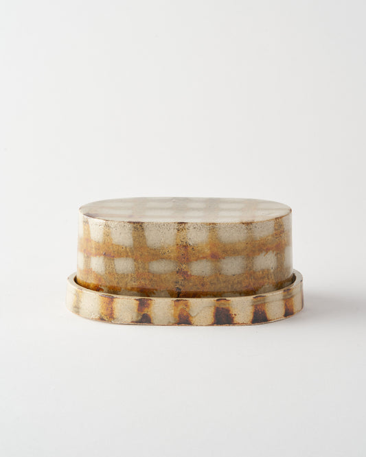 Butter dish / Air Brushed Iron Grid