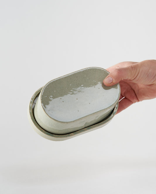 Butter dish / Pale Sage Blue