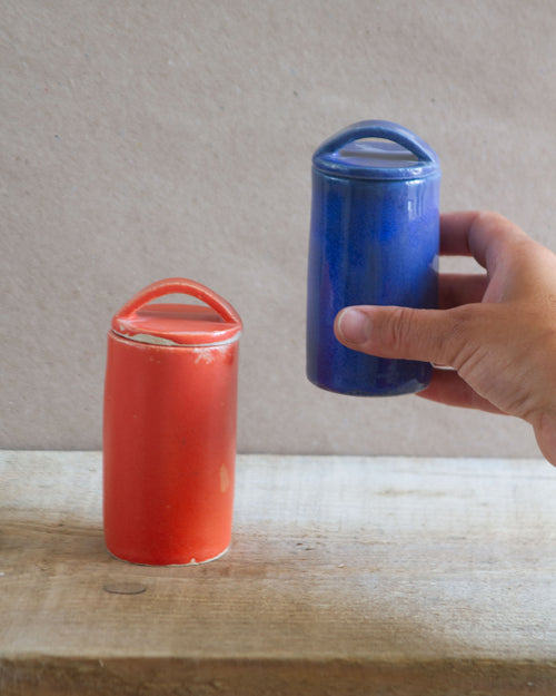 SALE / Duo of Spice Pot / Orange & Milky Blue